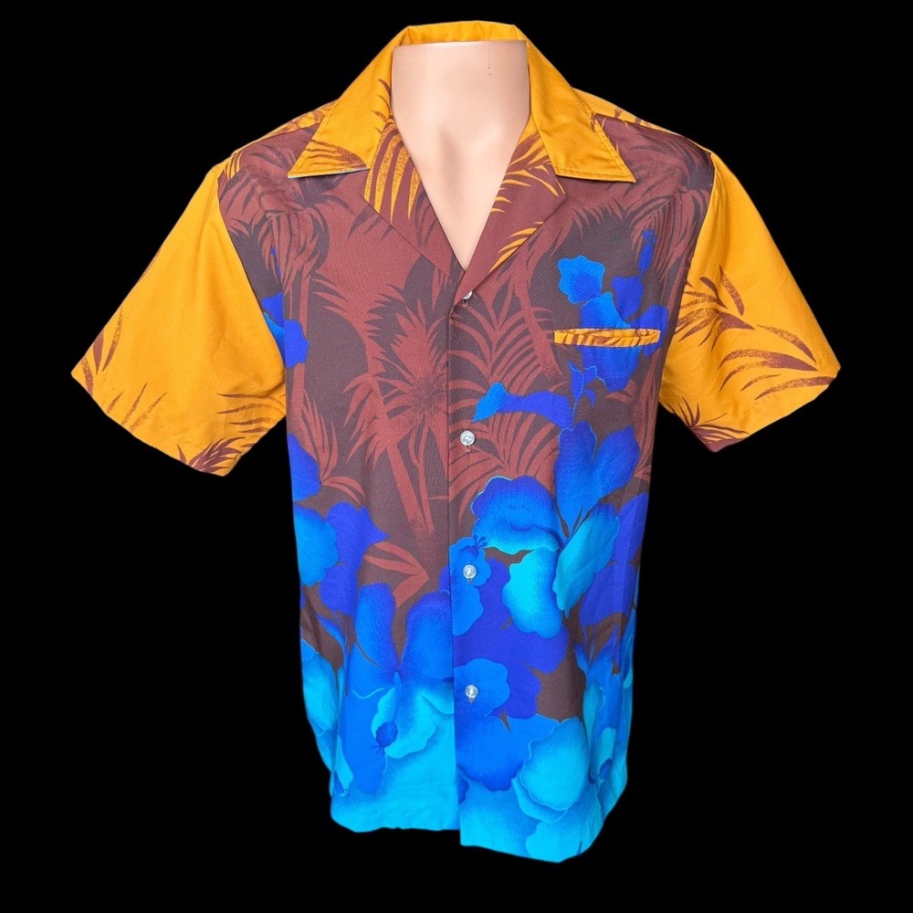 Vibrant Hawaiian Shirt with Blue Floral Design